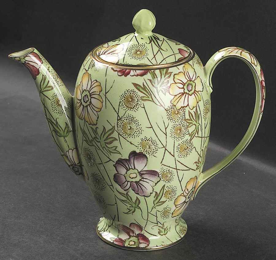 Primrose Green Albans Shape Coffee Pot & Lid by Royal Winton-1