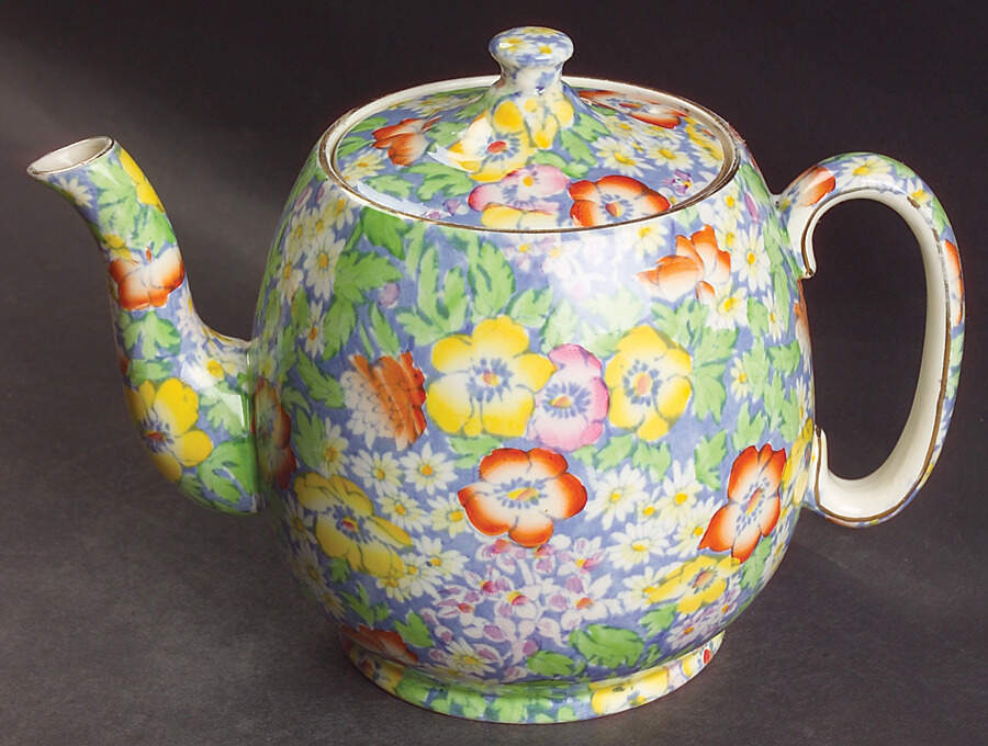 Anemone Blue Countess Teapot & Lid by Royal Winton-1