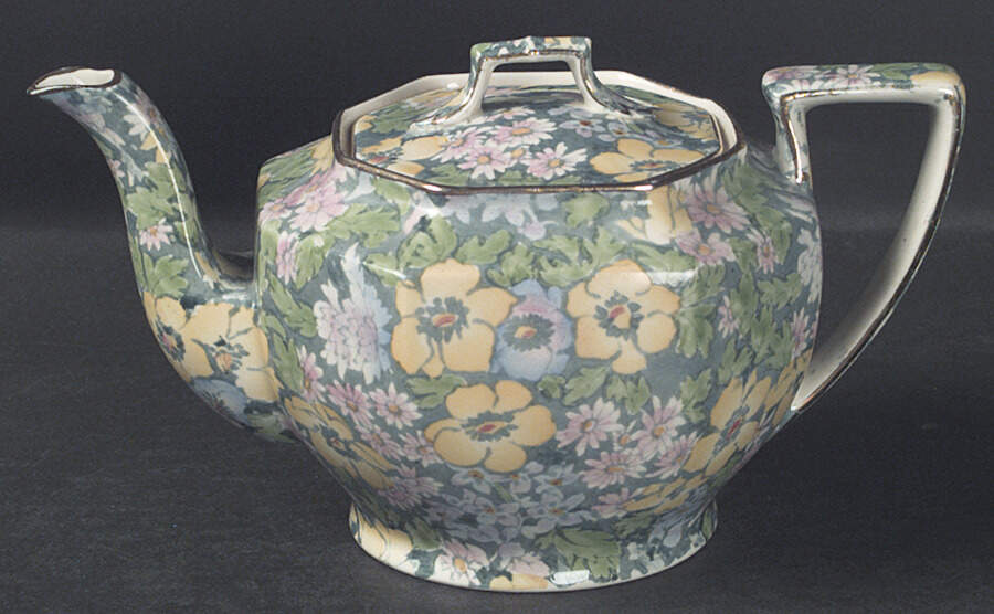 Anemone Blue Ajax Teapot & Lid by Royal Winton-1