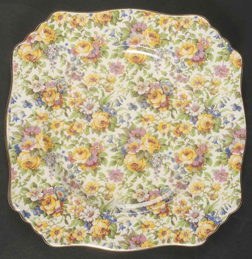 Bedale (Gold Trim) Square Luncheon Plate by Royal Winton-1