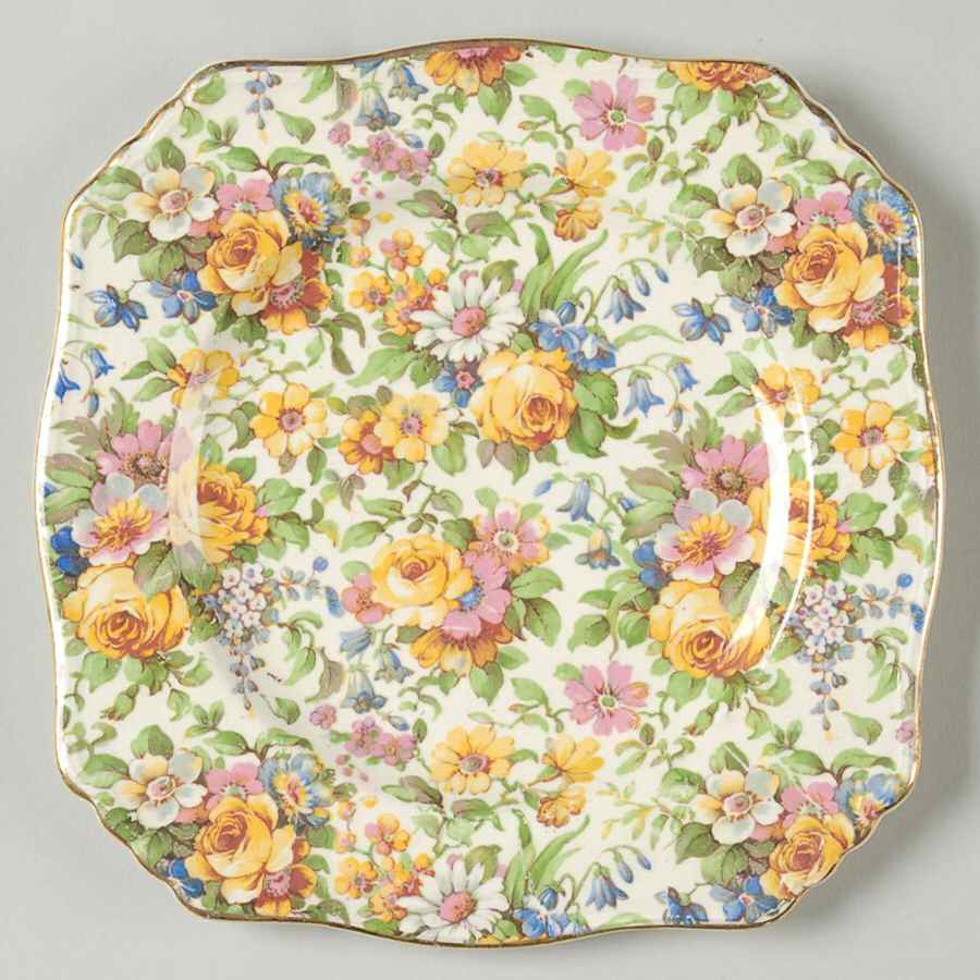 Bedale (Gold Trim) Square Bread & Butter Plate by Royal Winton-1
