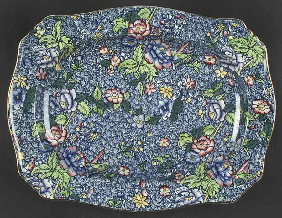 Chintz (Blue Anemone) 13" Rectangular Serving Platter by Royal Winton-1