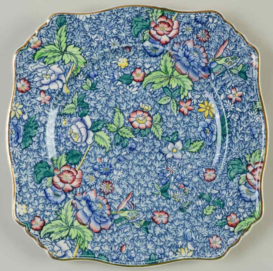 Chintz (Blue Anemone) Square Dinner Plate by Royal Winton-1