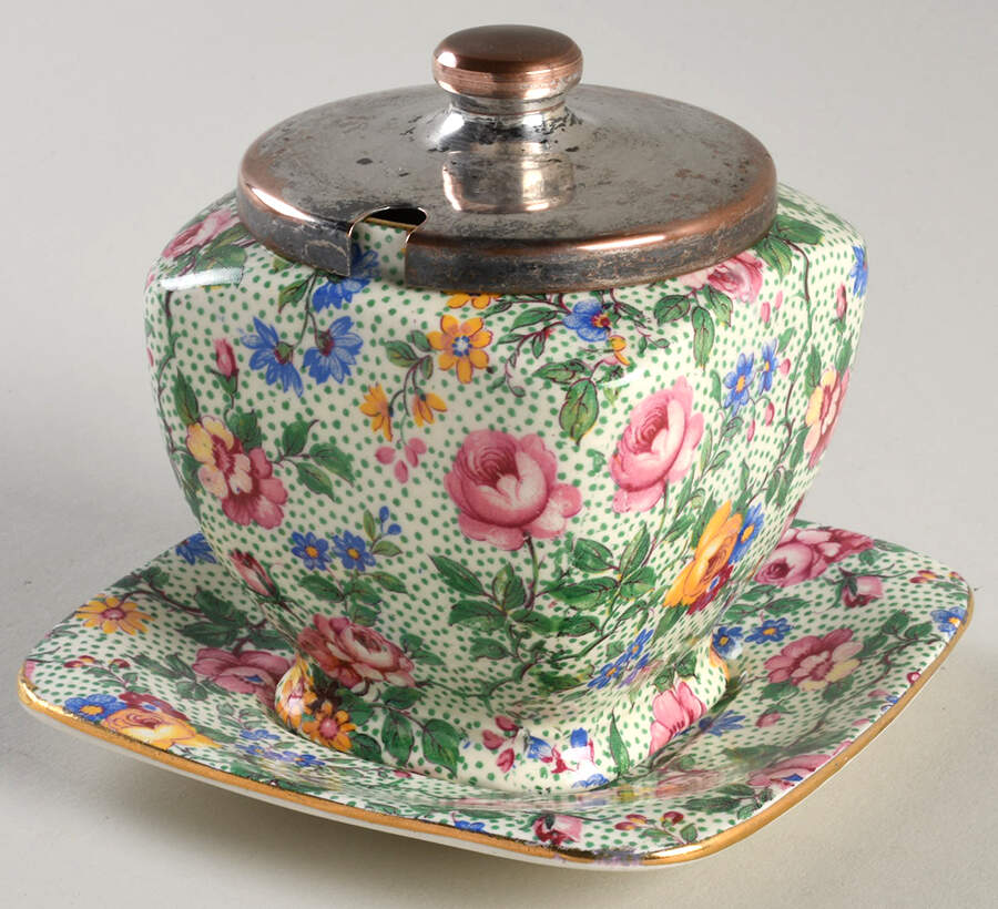 Cranstone Jam/Jelly & Metal Lid w/Underplate by Royal Winton-1