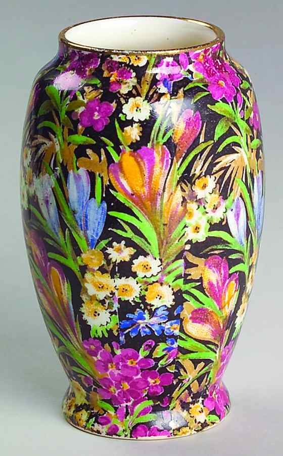 Crocus Black 3" Vase by Royal Winton-1