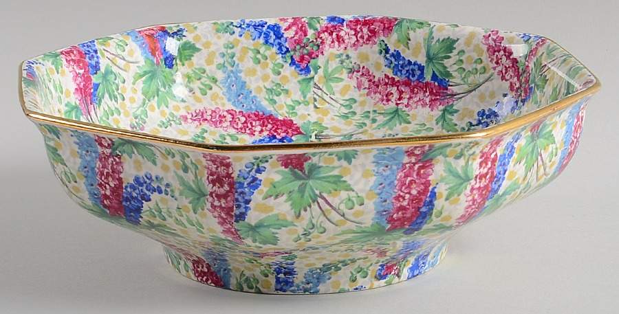 Delphinium 7" Octagonal Vegetable Bowl by Royal Winton-1