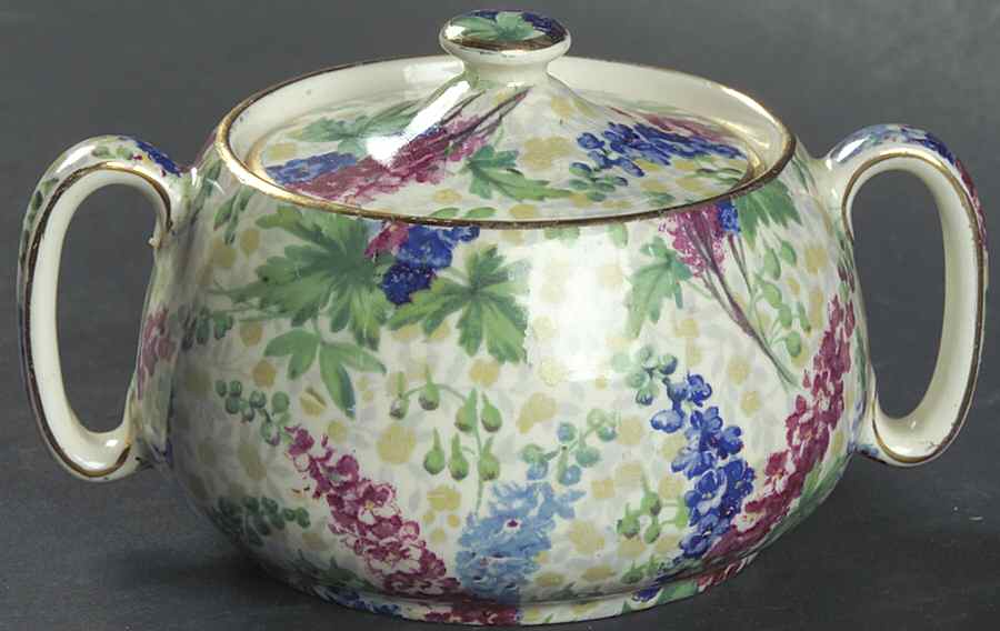 Delphinium Countess Sugar Bowl and Lid by Royal Winton-1