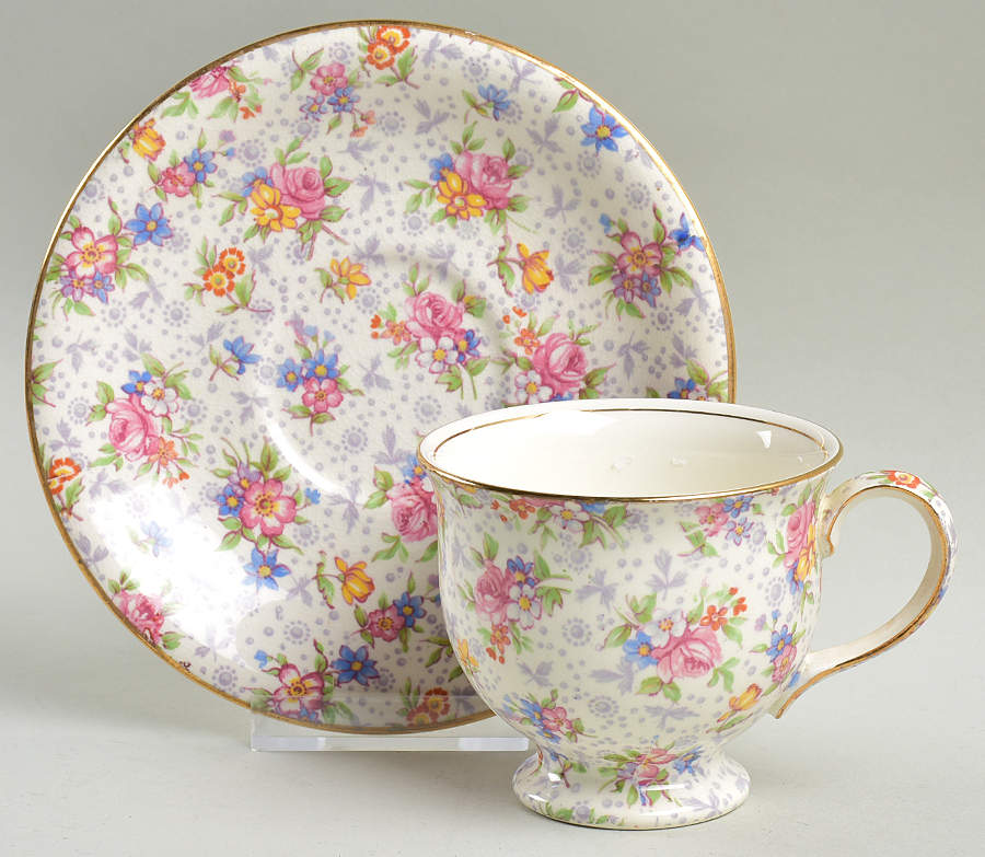 Eleanor Footed Cup & Saucer Set by Royal Winton-1