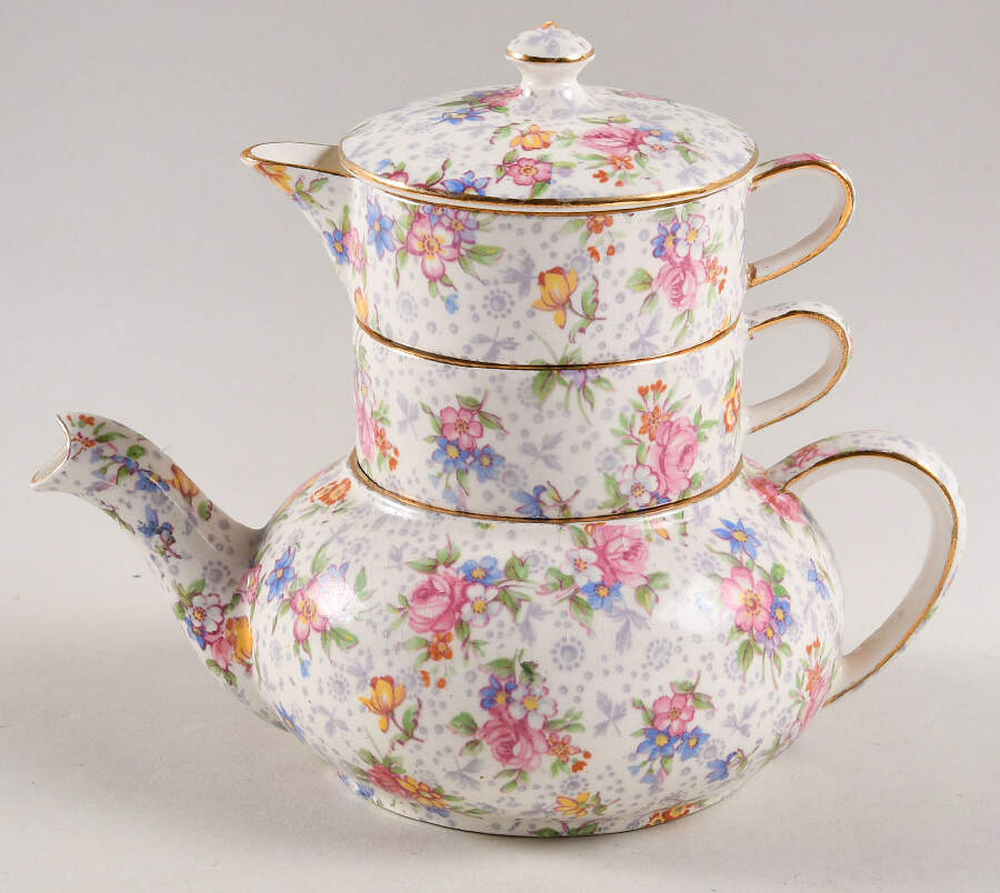 Eleanor Mini Teapot Stacking Set (Creamer, Sugar) by Royal Winton-1