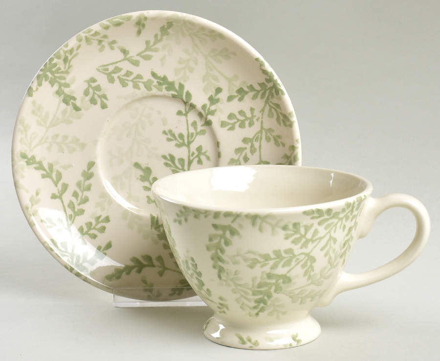 English Fern Footed Cup & Saucer Set by Royal Winton-1