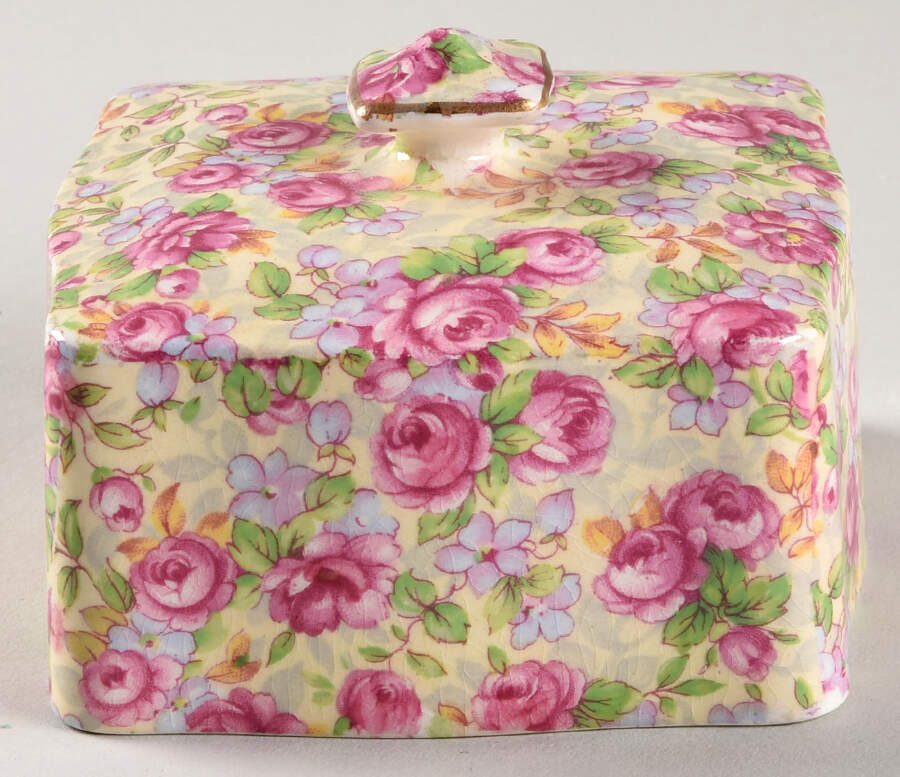 English Rose Lid for Butter/Cheese by Royal Winton-1