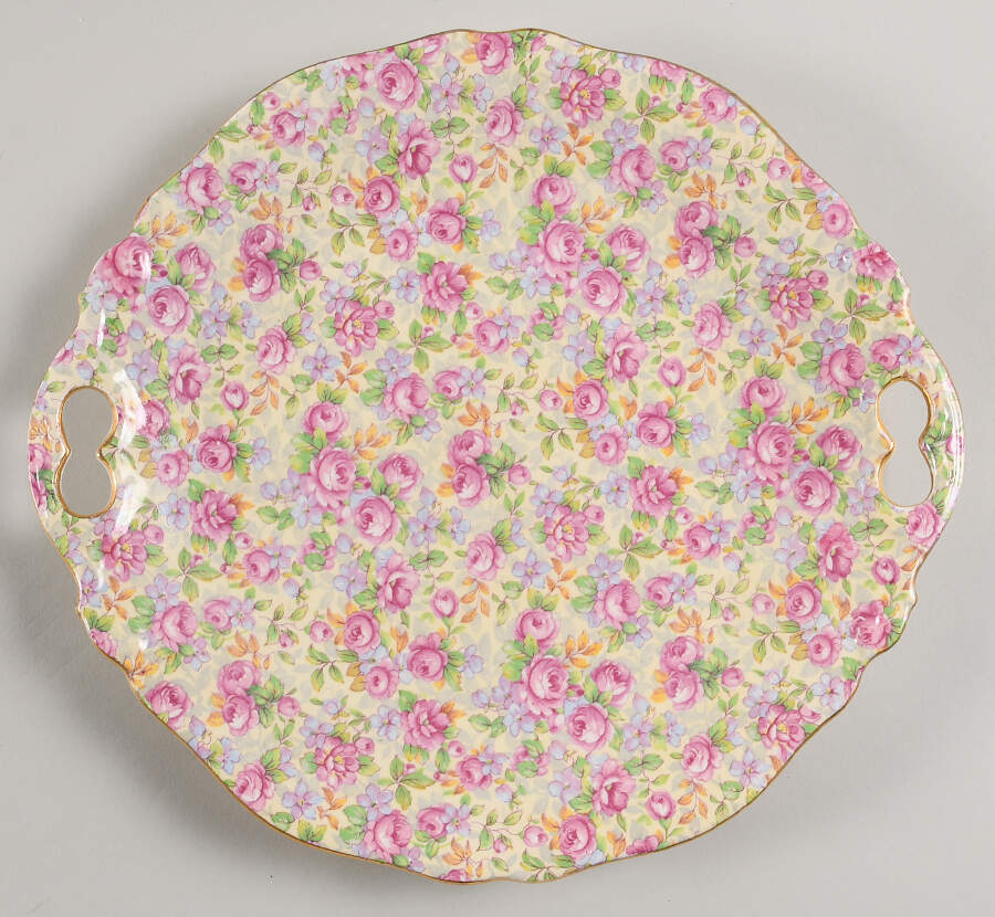 English Rose Handled Cake Plate by Royal Winton-1