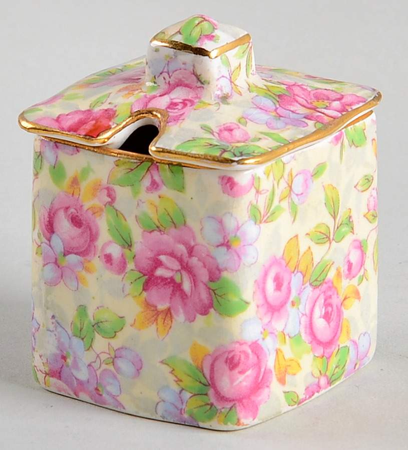 English Rose Mustard Jar & Lid by Royal Winton-1