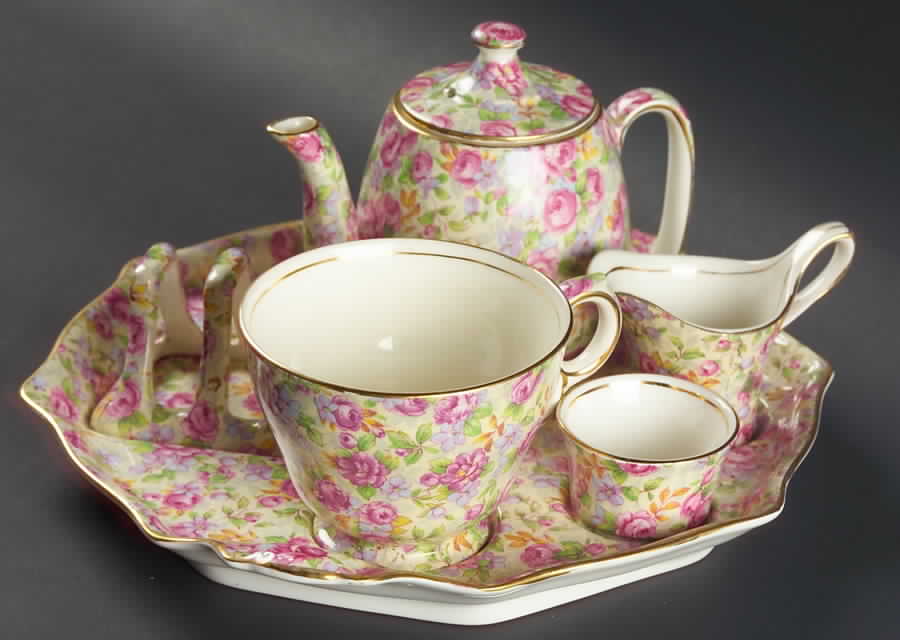 English Rose 6-Piece Breakfast Set (Footed Cup) by Royal Winton-1