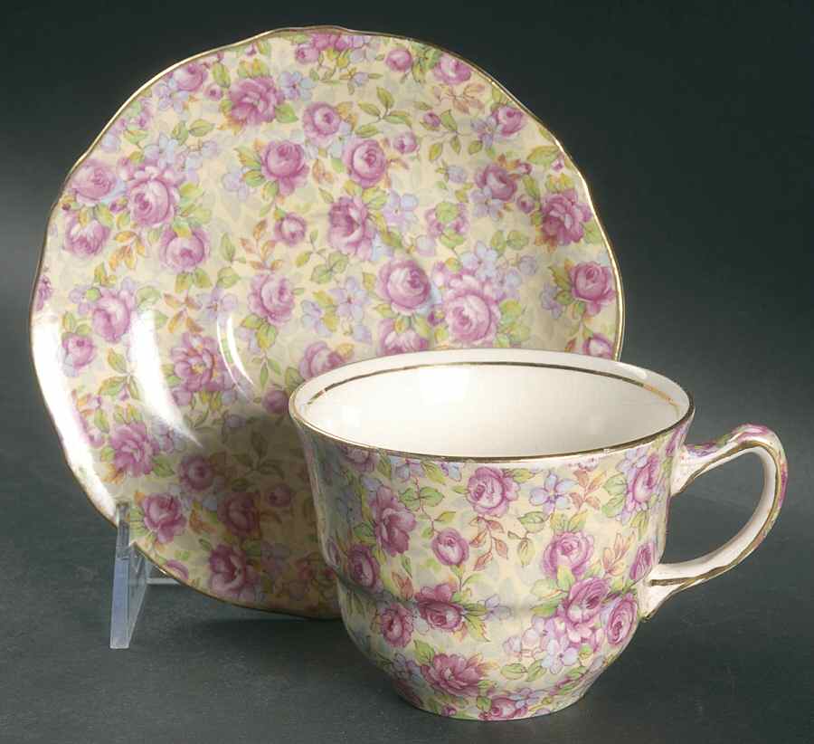 English Rose Flat Cup & Saucer Set by Royal Winton-1