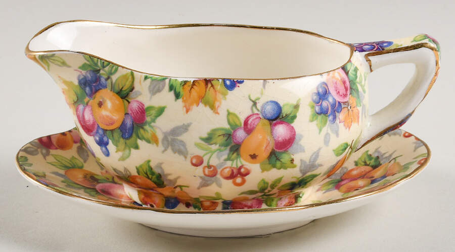 Evesham Individual Gravy Boat & Plate by Royal Winton-1