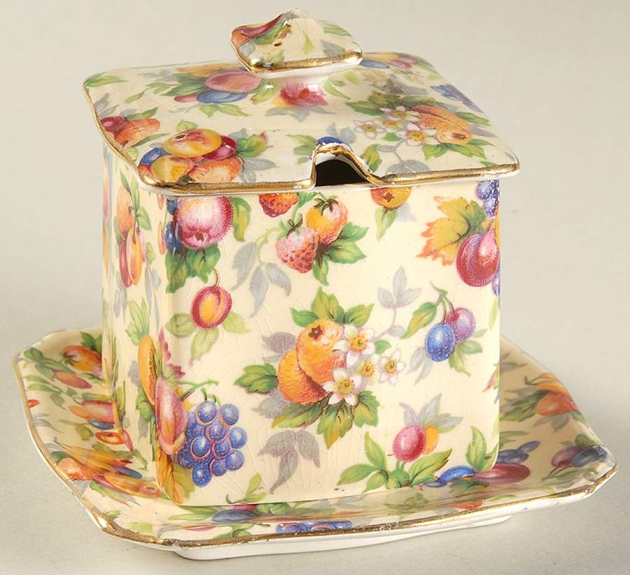 Evesham Jam/Jelly & Lid W/Underplate by Royal Winton-1