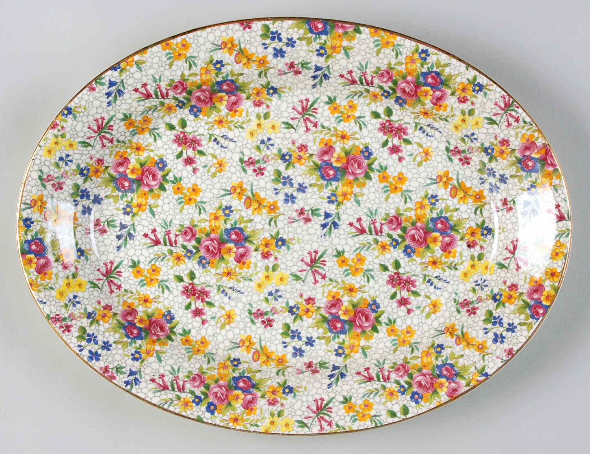 Fireglow (White Background) 11" Oval Serving Platter by Royal Winton-1