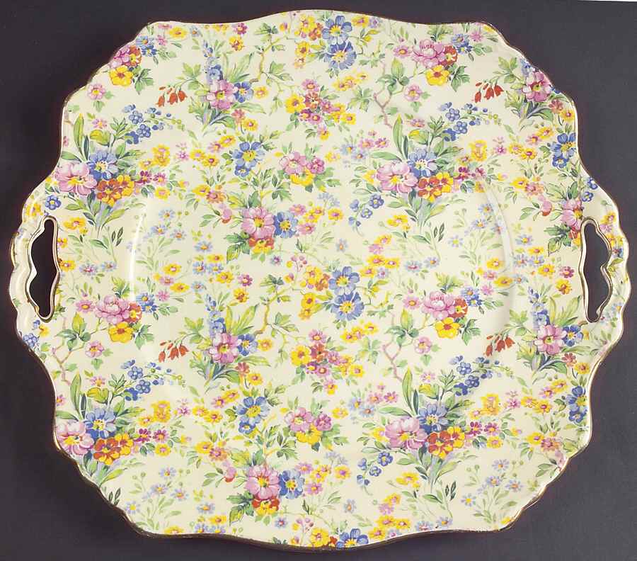 Floral Feast Square Handled Cake Plate by Royal Winton-1