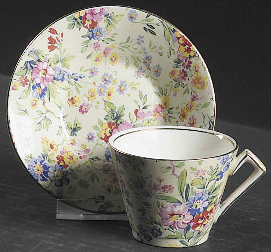 Floral Feast Flat Demitasse Cup & Saucer Set by Royal Winton-1