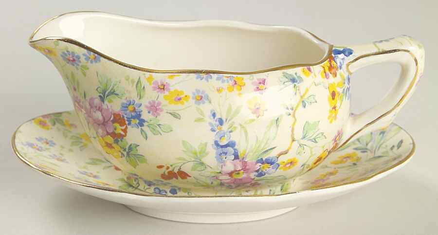 Floral Feast Mint Boat & Stand by Royal Winton-1