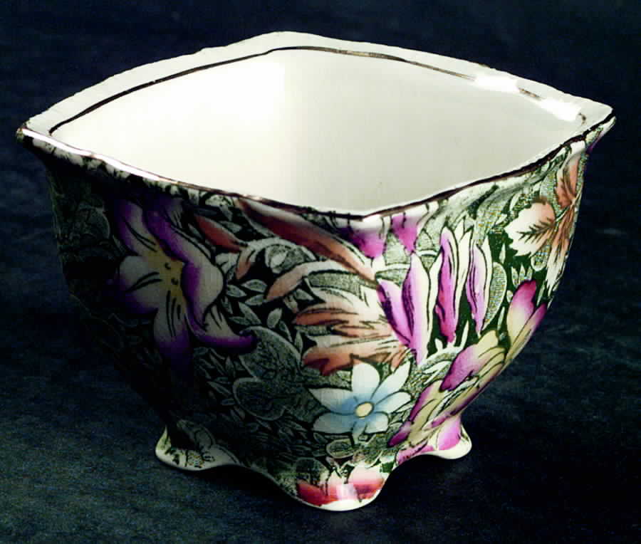 Floral Garden Green Ascot Straight Open Sugar Bowl by Royal Winton-1