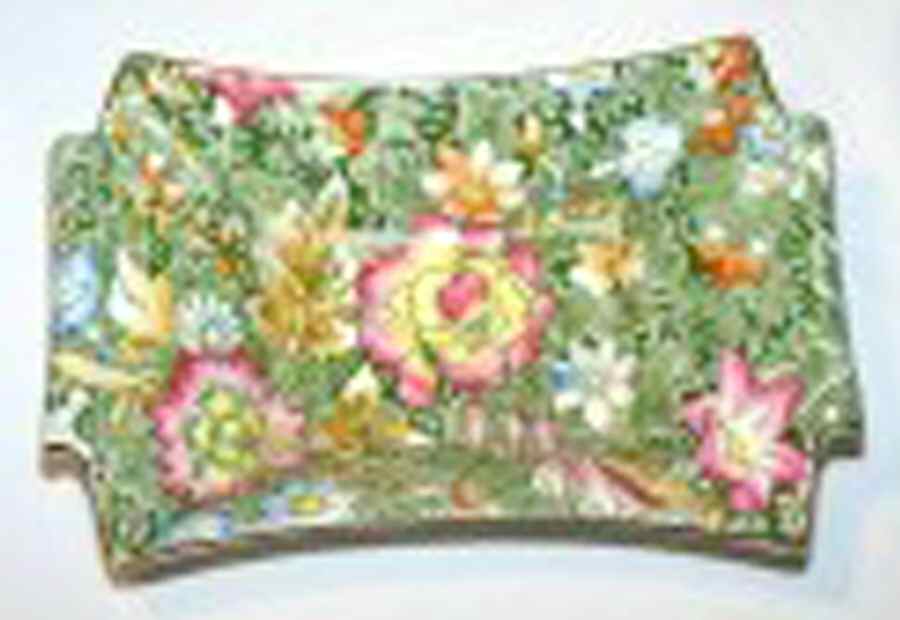 Floral Garden Green 6" Oblong Sweet Meat Dish by Royal Winton-1