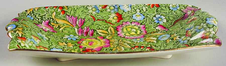Floral Garden Green Ribbed Tray by Royal Winton-1