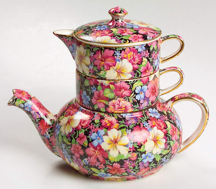 Florence (Disc. 1963) Mini Teapot Stacking Set (Creamer, Sugar) by Royal Winton-1