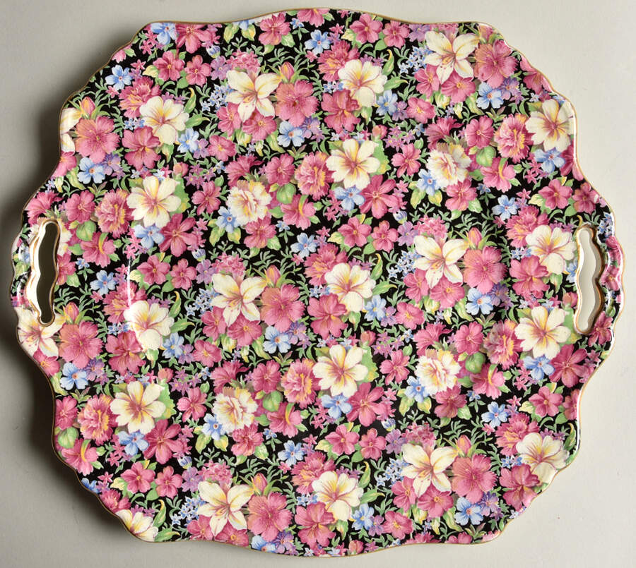 Florence (Disc. 1963) Square Handled Cake Plate by Royal Winton-1