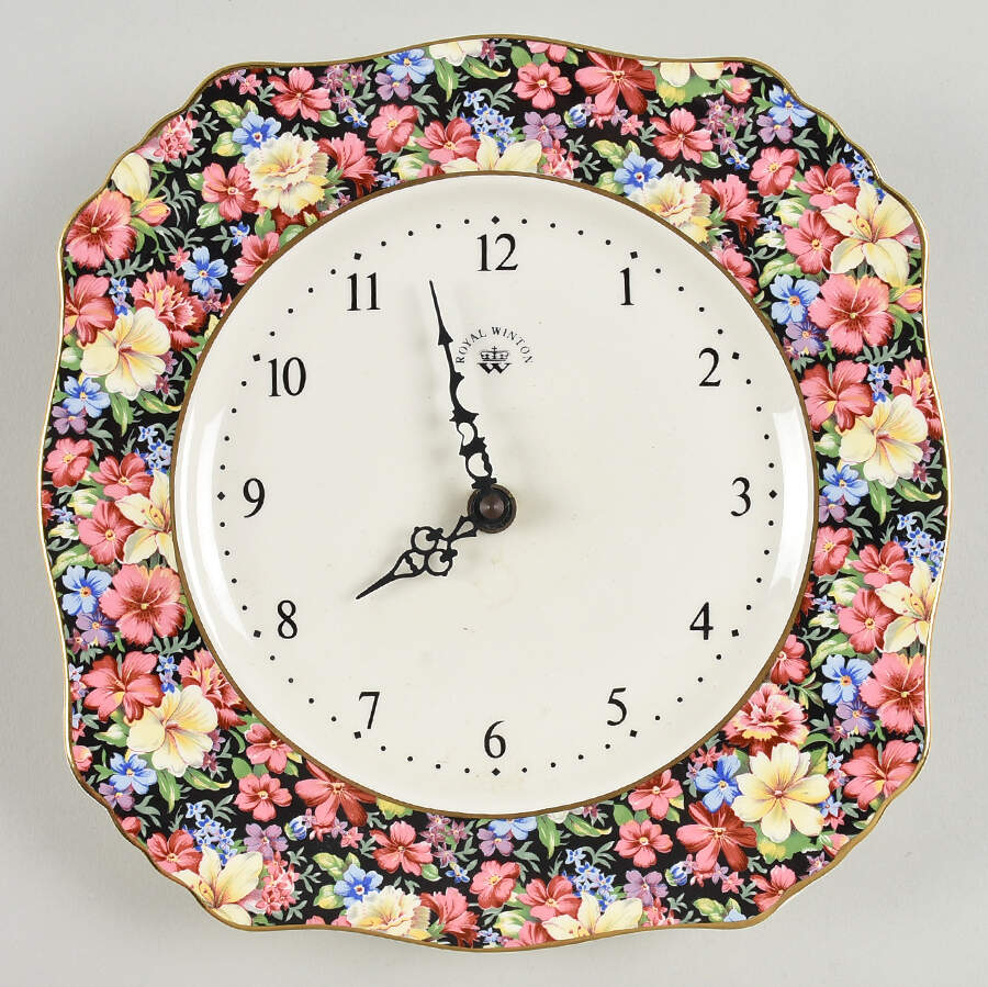 Florence (Earthenware, Circa 1995) Hanging Wall Clock by Royal Winton-1