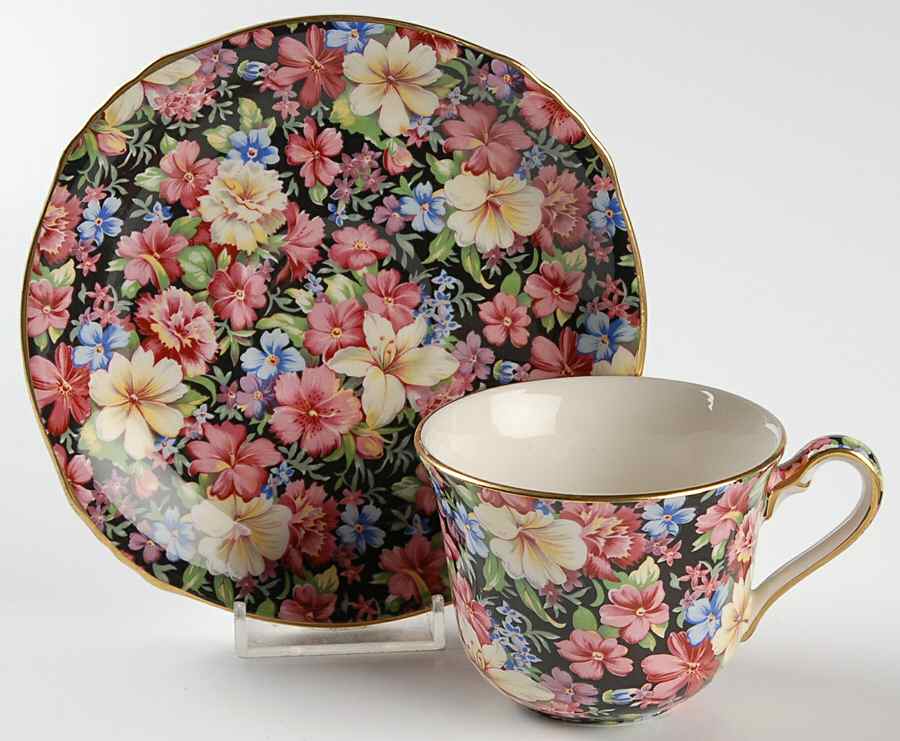 Florence (Earthenware, Circa 1995) Flat Cup & Saucer Set by Royal Winton-1