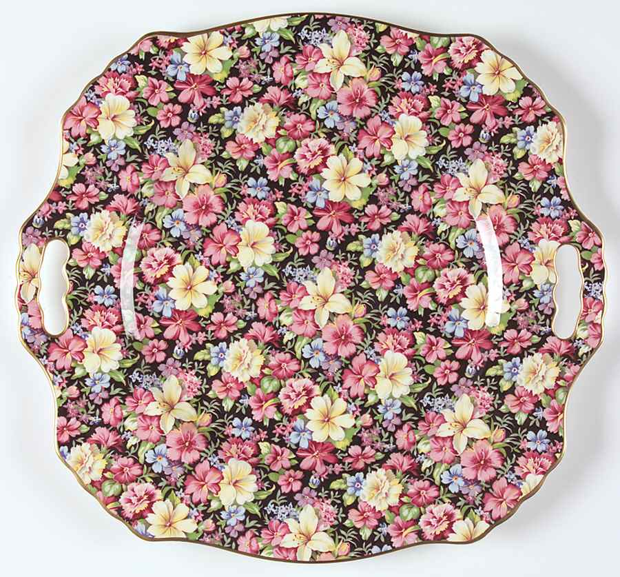 Florence (Earthenware, Circa 1995) Square Handled Cake Plate by Royal Winton-1