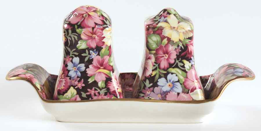 Florence (Earthenware, Circa 1995) (3 Pc) Salt & Pepper Tray Set by Royal Winton-1