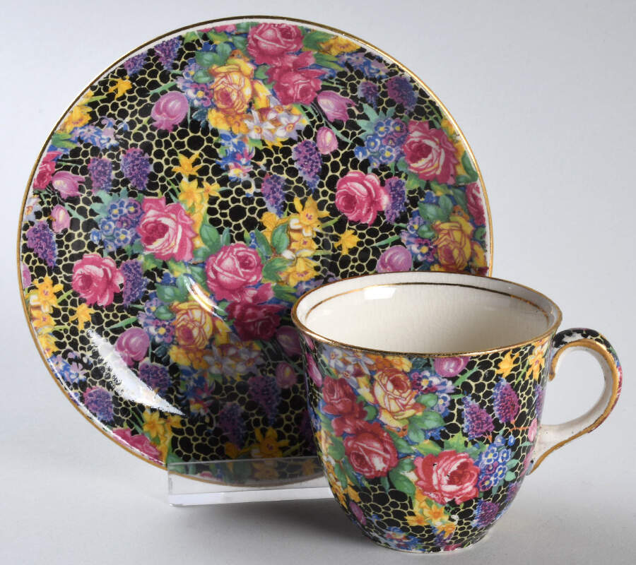 Hazel Flat Demitasse Cup & Saucer Set by Royal Winton-1