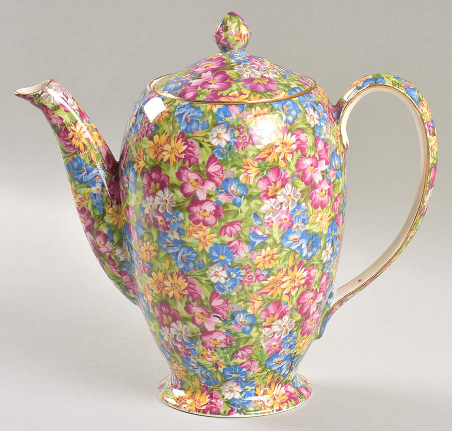 Joyce Lynn (Disc, 1950's) Albans Shape Coffee Pot & Lid by Royal Winton-1