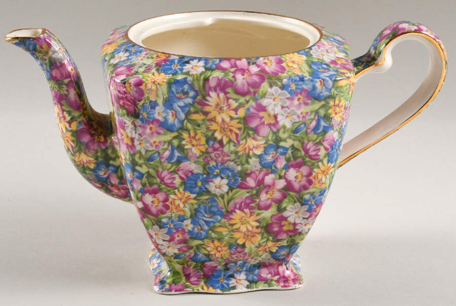Joyce Lynn (Disc, 1950's) Ascot Teapot No Lid by Royal Winton-1