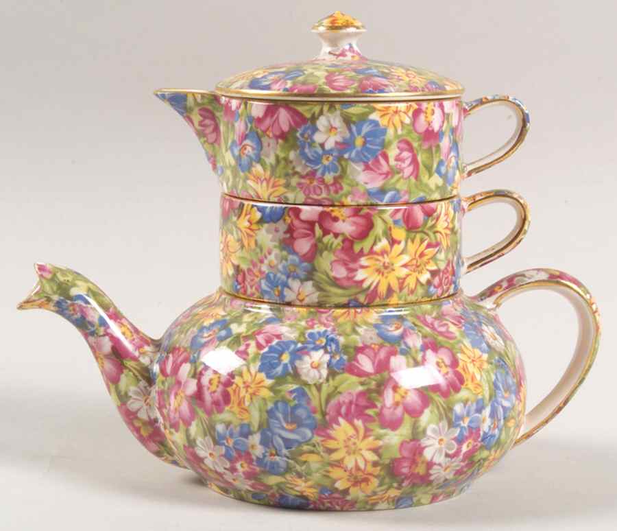 Joyce Lynn (Disc, 1950's) Mini Teapot Stacking Set (Creamer, Sugar) by Royal Winton-1