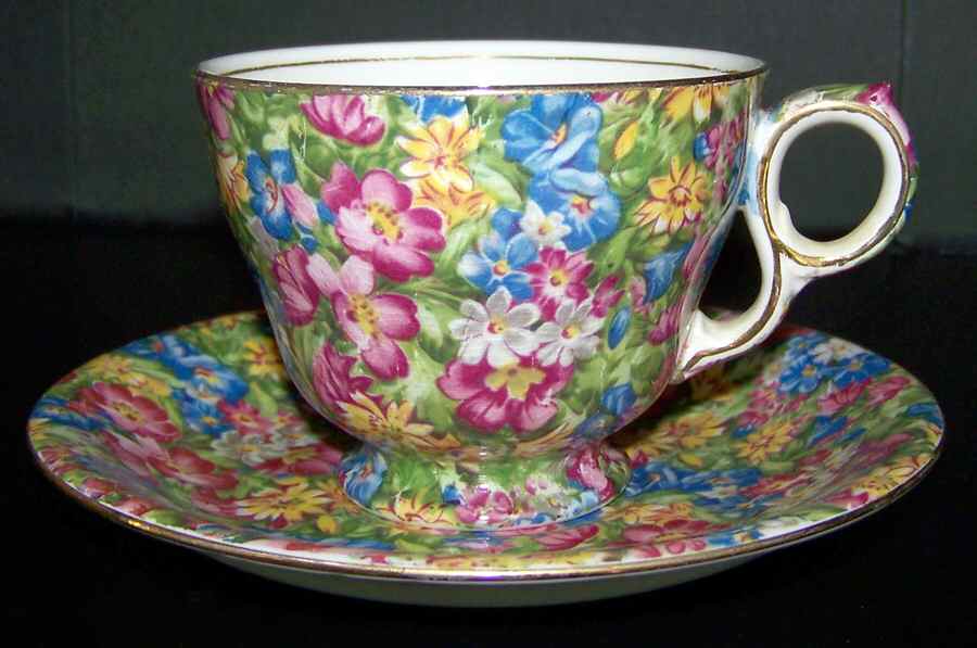 Joyce Lynn (Disc, 1950's) Raleigh Footed Cup & Saucer Set by Royal Winton-1