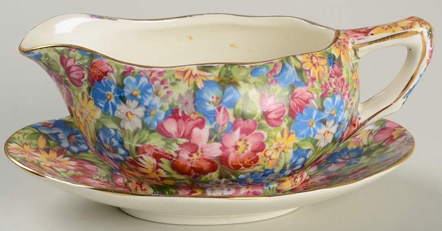 Joyce Lynn (Disc, 1950's) Individual Gravy Boat & Plate by Royal Winton-1