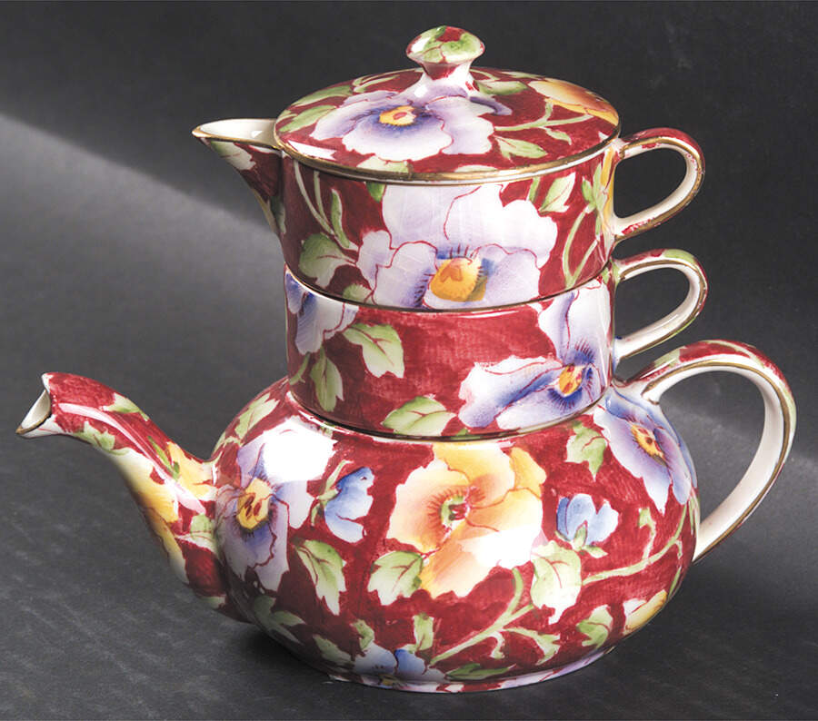 June Festival Mini Teapot Stacking Set (Creamer, Sugar) by Royal Winton-1