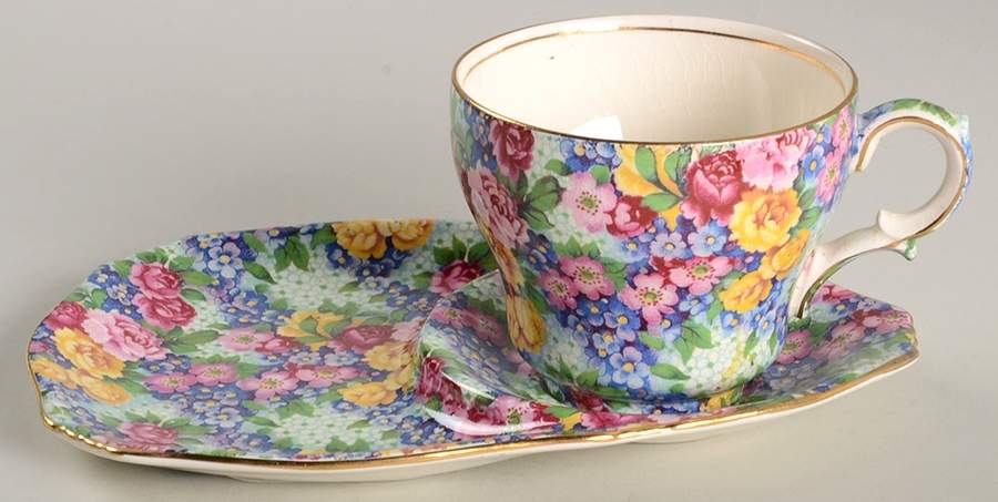 Julia (Disc. 1954) Tea & Toast Snack Set (Flat Cup) by Royal Winton-1