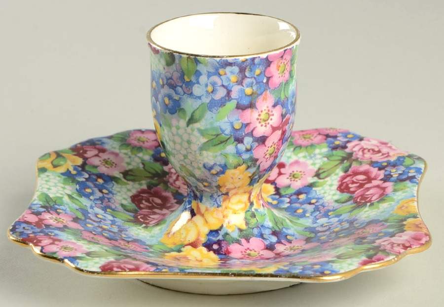 Julia (Disc. 1954) Egg Cup with Attached Underplate by Royal Winton-1