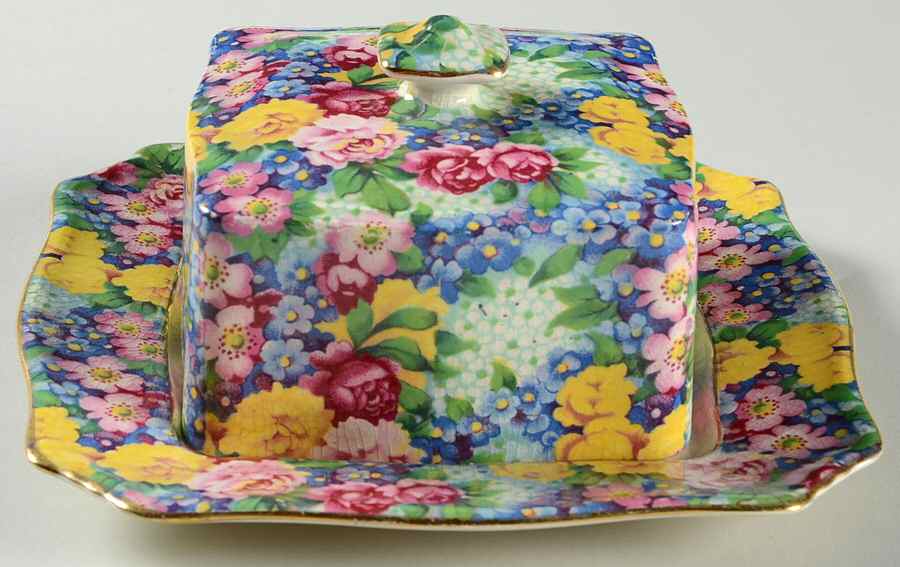 Julia (Disc. 1954) Square Covered Butter by Royal Winton-1