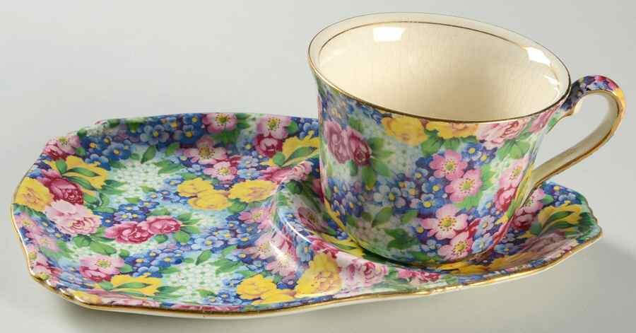 Julia (Disc. 1954) Tea & Toast Snack Set (Flat Cup) by Royal Winton-1