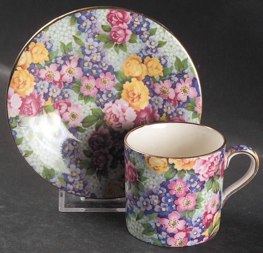 Julia (Disc. 1954) Flat Demitasse Cup & Saucer Set by Royal Winton-1