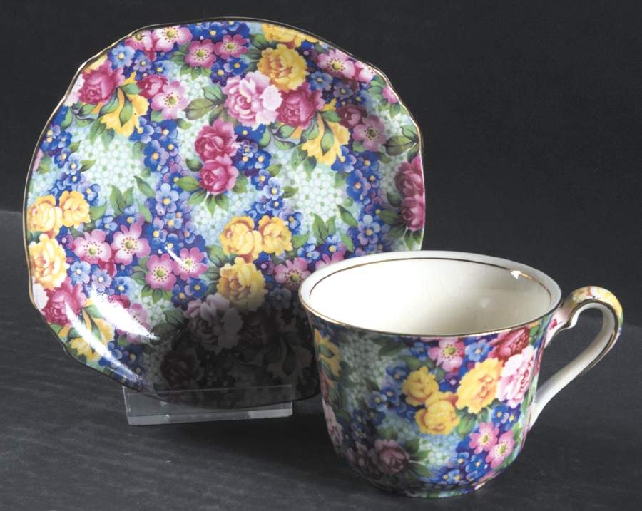 Julia (Disc. 1954) Flat Cup & Saucer Set by Royal Winton-1