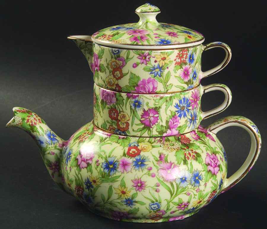 Kew Mini Teapot Stacking Set (Creamer, Sugar) by Royal Winton-1