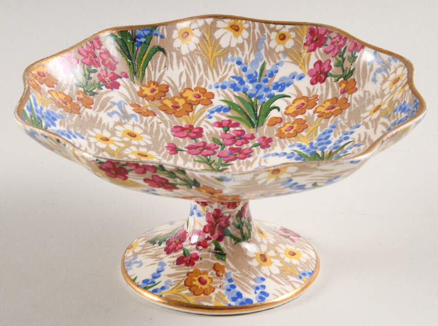 Marguerite (Gold Trim) Footed Bon Bon by Royal Winton-1