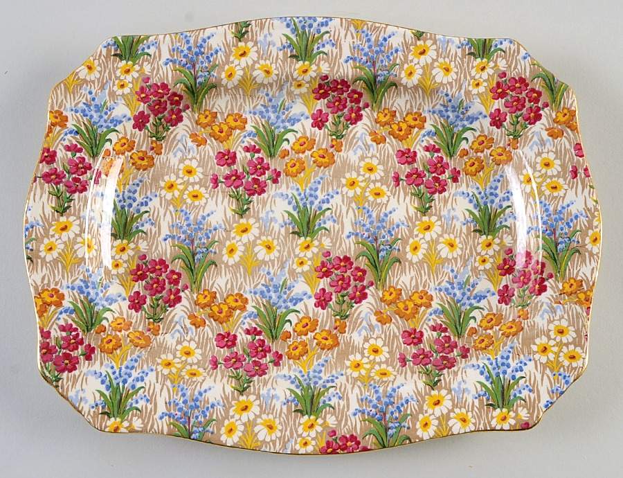 Marguerite (Gold Trim) 11" Rectangular Serving Platter by Royal Winton-1